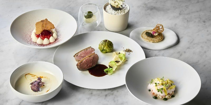 【DINNER COURSE】6品　アミューズ＋前菜＋スープ＋お口直し＋メインディッシュ＋デザート