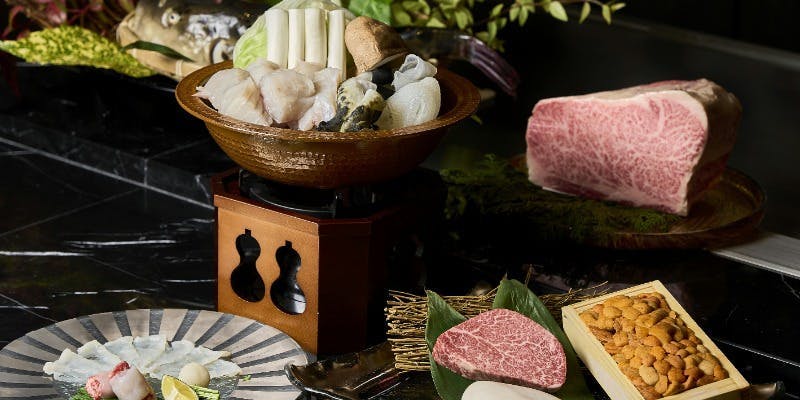 ふぐと和牛（割烹エリア　鉄板焼きMYDOで楽しむ、旬のふぐと黒毛和牛を楽しめる特別なコース）