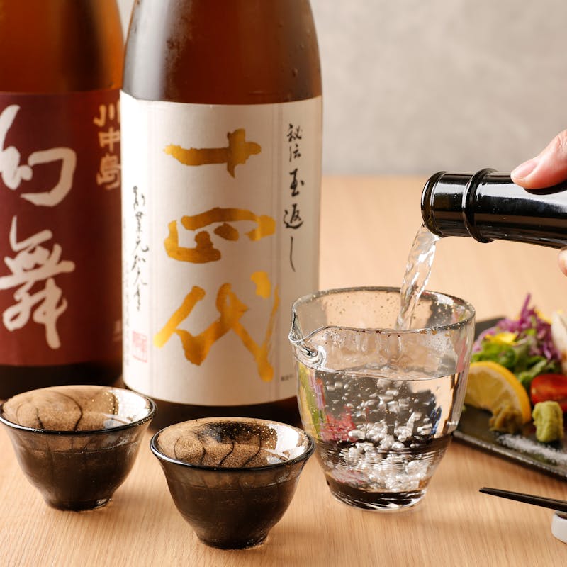 酒・人・語らい接待にもおススメ日本酒と相性抜群の旬会席＋十四代含む「日本酒3種セット」