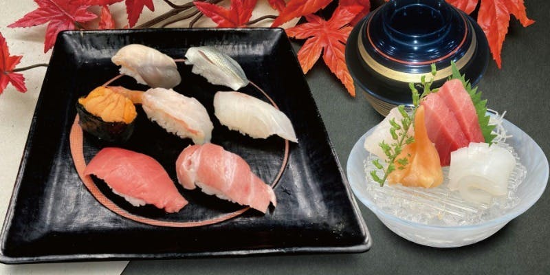 【夜/お任せ握り13貫＋刺身＋小鉢×2＋焼物＋巻物 / 19,500円コース】