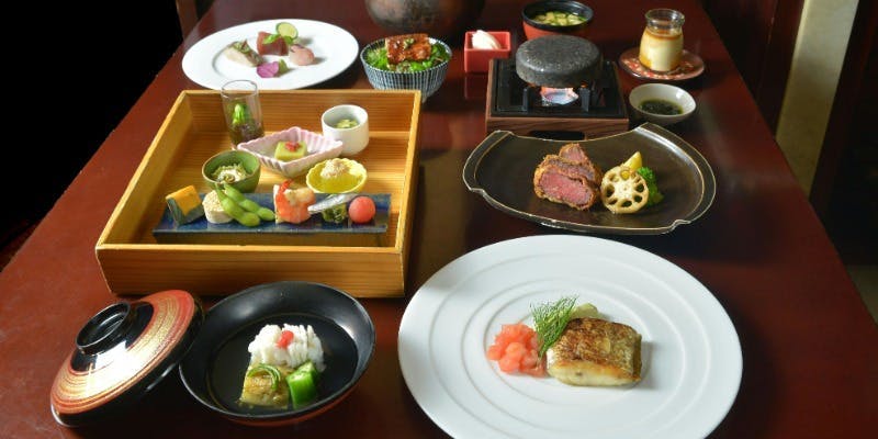 【ディナー】和月コース 7品 / 黒毛和牛レアかつ・寒鰆ムニエル・土鍋御飯など