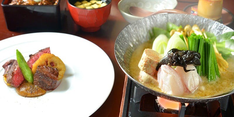 【冬限定/飲み放題】アンコウ鍋 和牛コース 料理7品（天草和牛、旬天麩羅など）＋飲み放題2時間付き