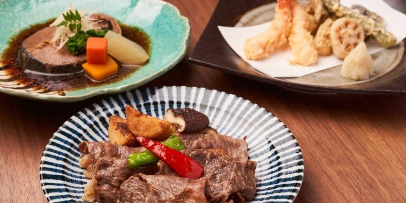 土日祝限定【なごみコース】天婦羅・牛肉・魚料理から主菜がえらべる贅沢ランチ