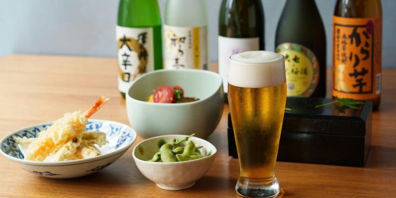 【3h飲み放題】天婦羅・ステーキ等カジュアルコース全8品＋個室確約