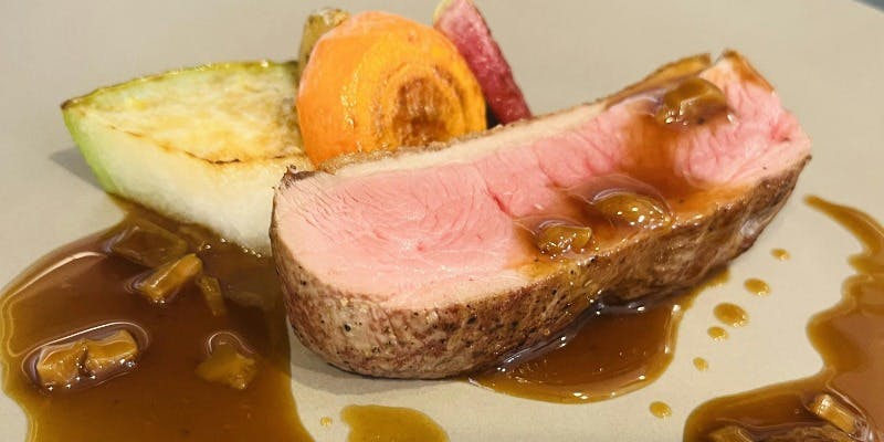 【MenuShin】　選べるメイン北海道産鴨胸肉or新潟県産もち豚肉とデザートワゴン付　全7品コース