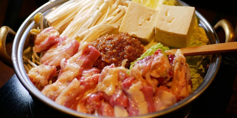 味噌鍋【信州味噌しゃも鍋と焼き鳥コース】先着順で軍鶏しゃぶ付！焼きしゃも2種、しゃも鍋、など全7品