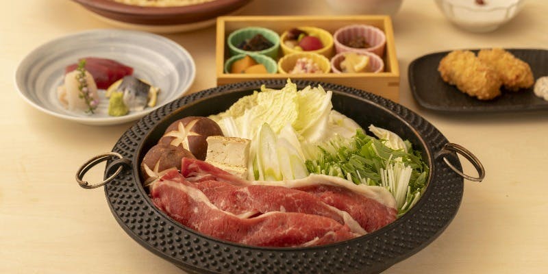 【新春限定・雅】乾杯スパークリング付　黒毛和牛の牛鍋や浅利と三つ葉のご飯など＋【2時間飲み放題付き】