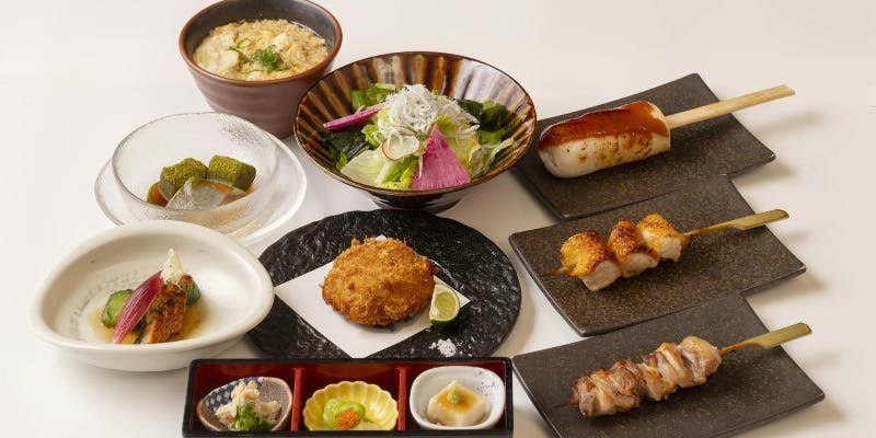 究極の比内地鶏料理を嗜む 雅コース全10品＋豪華3時間飲み放題付き（1月より。選べる日本酒含む。）