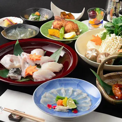 国産の活とらふくと自家製ポン酢