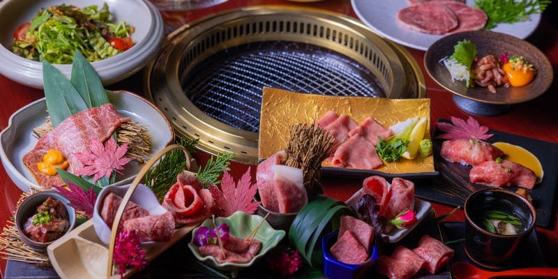 【肉会席コース】お造り、さつま福永牛ロースのトリュフ焼きすき、お食事など全10品