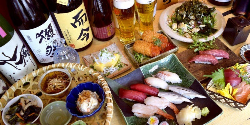 【宴～utage～】コスパNO.1！前菜から気の利いた逸品、寿司まで全8品＋2時間飲み放題付き