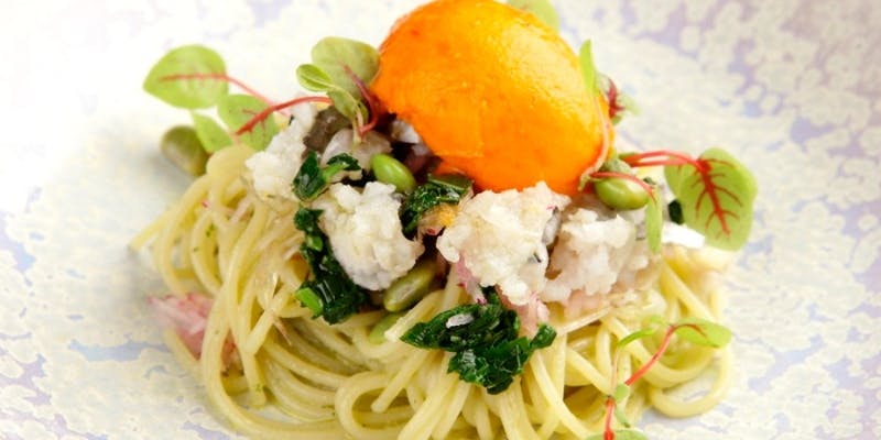 【ランチ・パスタセット】有機野菜の前菜、パスタ、食後のカフェ