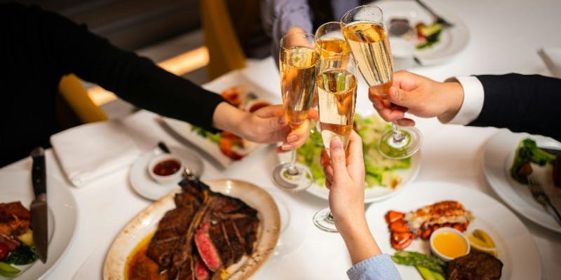 【2025忘新年会Cプラン】飲み放題付！前菜3種、季節のスープ、USDA PRIME熟成ポーターハウスステーキ等