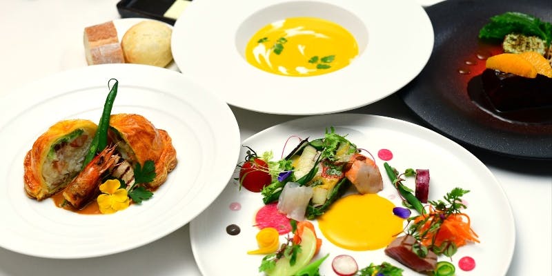 【30種以上の旬野菜を味わうフレンチランチ】オードブル、選べるメイン、デザートなど全4品（平日限定）