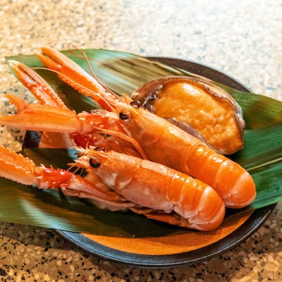 朝どれ、海の幸の鉄板焼き