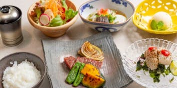 【ステーキコース】サラダ、黒毛和牛ロース肉120g、焼き野菜など全6品 - 神戸ステーキ きづな