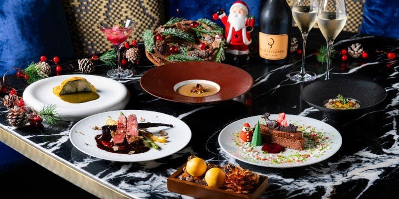 【Xmas2025】クリスマス特別コース全7品　＋シャンパンフリーフロー2h　ペアーシート確約（数組限定早割）