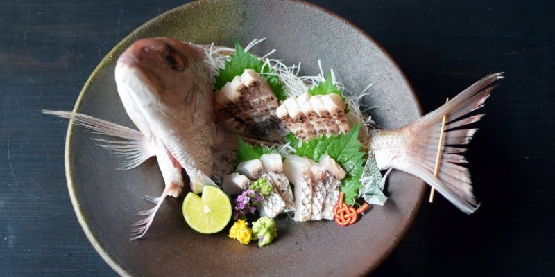 【鯛の姿造り、くずきりとお抹茶付き　ランチショートコース】