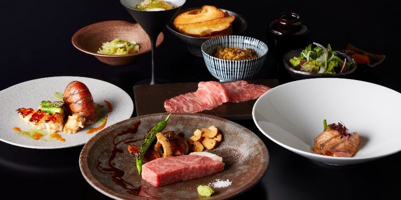 【ニュー松坂コース（ステーキと海鮮）】海鮮料理・黒毛和牛ステーキ・デザートなど全9品