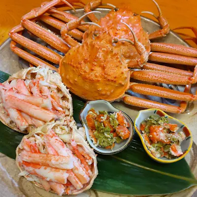 カニ味噌の甲羅焼きと焼き白子