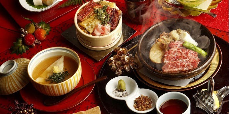 【新宿なだ万賓館/師走のよろこび　～和牛サーロインと鰻二色蒸せいろ蒸し～】＋乾杯1ドリンクサービス