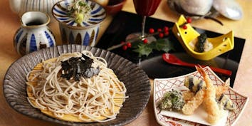 【天ぷら処 萬助／ランチ限定】天婦羅とそば御膳 - 新宿なだ万賓館 ／ 天ぷら処 萬助 蕎麦 おでん