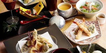 【天ぷら処 萬助／天婦羅御膳】お手軽に天ぷらを楽しめる全6品 - 新宿なだ万賓館 ／ 天ぷら処 萬助 蕎麦 おでん