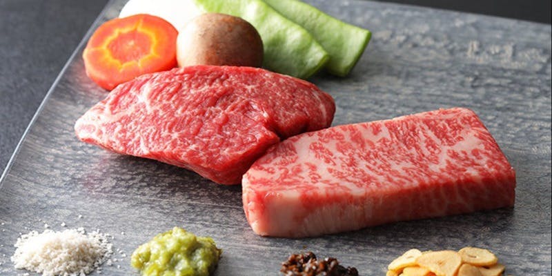 【喜一 コース】特選太田牛の部位2種類食べ比べ150gなど含む全5品