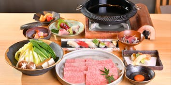 【すき焼き鍋コース】お造りや和牛すき焼き、握り寿司など 全7品 - 北新地 鮨割烹 のの