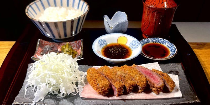 ランチ：前身店名物！国産牛カツ御膳＋1ドリンク：WEB特典
