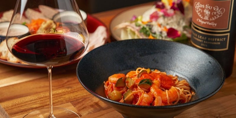 【Casual Course 全5品】蟹のトマトパスタ、A5山形牛サーロイン、トリュフグラタンなど＋2hフリーフロー付