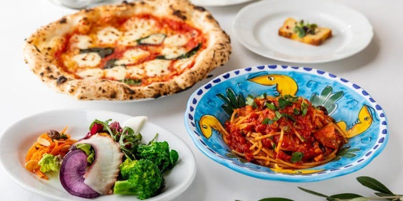 【土日祝日ランチ限定】 ナポリコース　選べるピッツァと本日のパスタ　全5品～乾杯ドリンク付き～