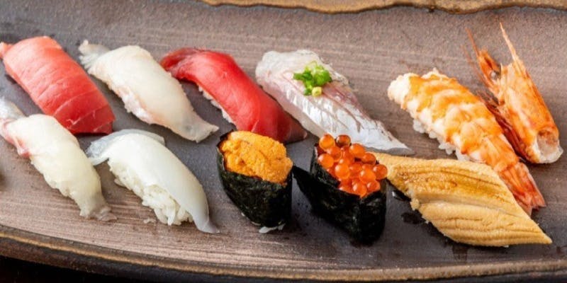 江戸前寿司【きわみのコース】個室プラン　季節料理とおすし10貫＋2時間飲み放題