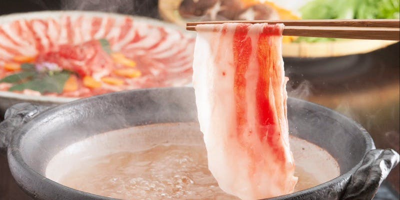 リピート多発　三重県産「松坂豚」しゃぶしゃぶ【ゆったり2.5時間飲み放題付き】コース