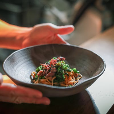 地物を使ったパスタを