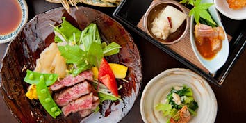 【神戸牛付き煌めきコース】造り、神戸牛料理、揚物など全7品 - 神戸和食 とよき