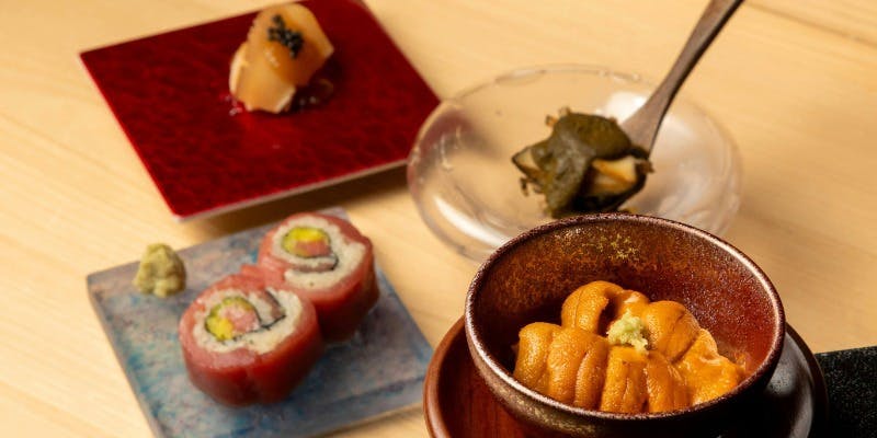 【特選雲丹ダブルコース】旬食材のおまかせコース全20品 ～握り12貫/つまみ7品/お椀～