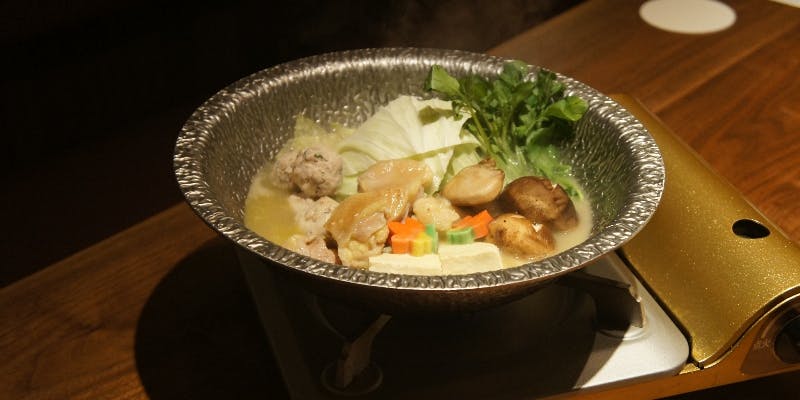【黄金の鶏水炊きコース】冷製ささみ山葵,鶏ユッケ,鶏水炊き全7品