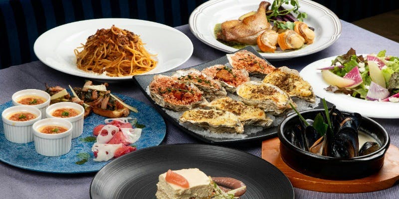 【スタンダードコース】牡蠣のオーブン焼き×魚介ビストロを気軽に愉しむ全7品＋2.5時間飲み放題