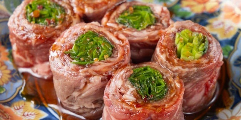 プレミアムコース｜痛風ユッケ＆ニラ巻きロース