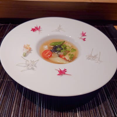 季節野菜のコンソメジュレ掛け