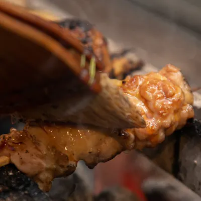 ブランド鶏や季節野菜を紀州備長炭の串焼きで
