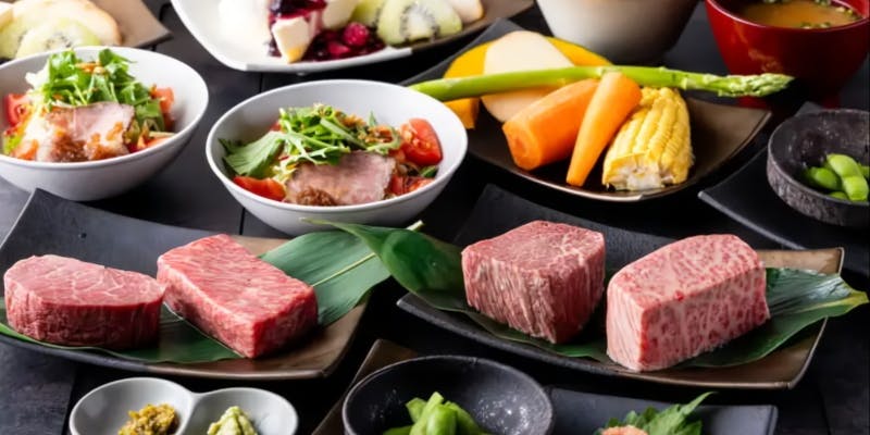 【和風焼肉ステーキコース】熊本産黒毛和牛「和王」の「和風焼肉ステーキ」がメイン