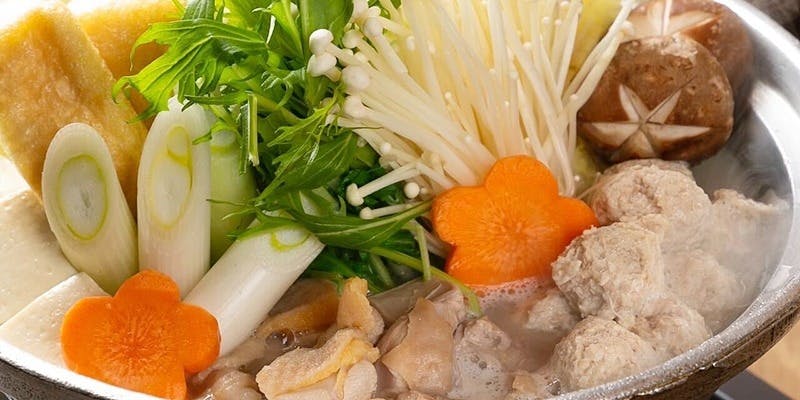 【水炊きコース】飲み放題付　かご焼・天ぷら・水炊き鍋など全6品