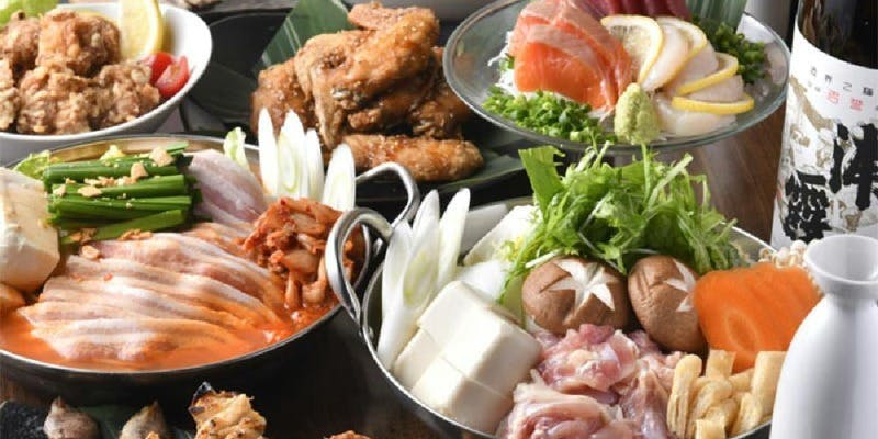 12/10～【飲み放題付6800円】鶏！魚！牛！お鍋もついた全部のせコース全9品＋生ビール付飲み放題