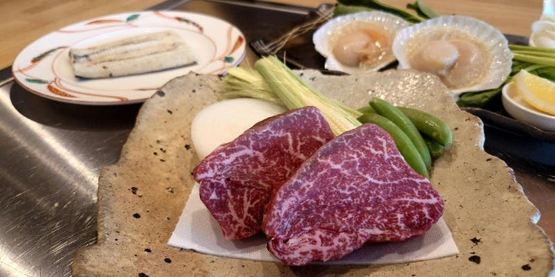 【よくばりランチコース　A】鰻、帆立、国産牛が楽しめる！