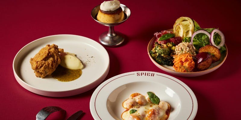 【2025 SPICA X’mas LUNCH COURSE】サラダブッフェにパスタとメインがついたクリスマス限定コース