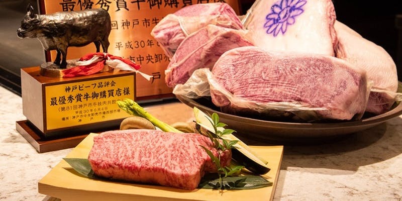 【和ノ宮黒門東コース】神戸牛の肉寿司と神戸牛鉄板ステーキなど全4品（シャトーブリアン70g）