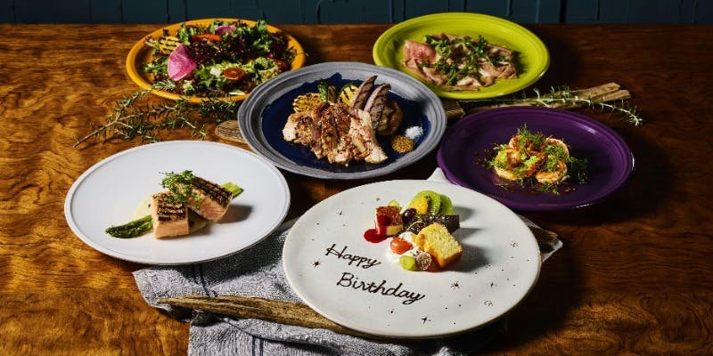 【アニバーサリーコース】くちどけ加藤ポークとサーモンのWメイン！メッセージプレート付き全6皿