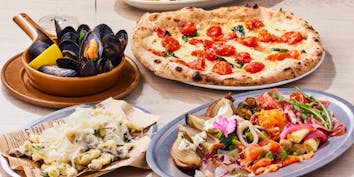 【イスキアコースIsola di Ischia】前菜盛に始まり、2種の世界一のPIZZA、温菜2種、全6皿 - PIZZERIA MANCINI TOKYO